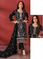 Organza Black Eid Wear Embroidery Work Pakistani Suit